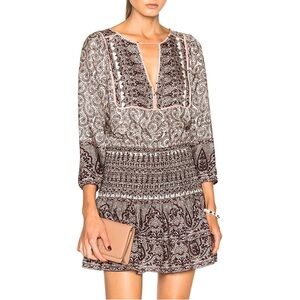 Veronica Beard Black and White Paisley Long Sleeve Dress